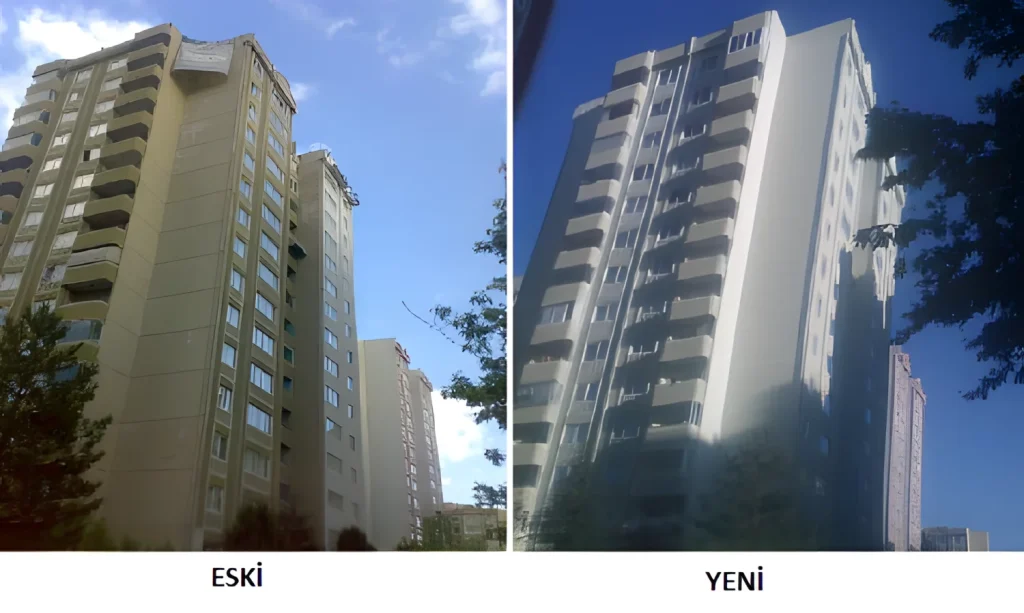 Banka Blokları A-29 Blok mantolama öncesi ve sonrası