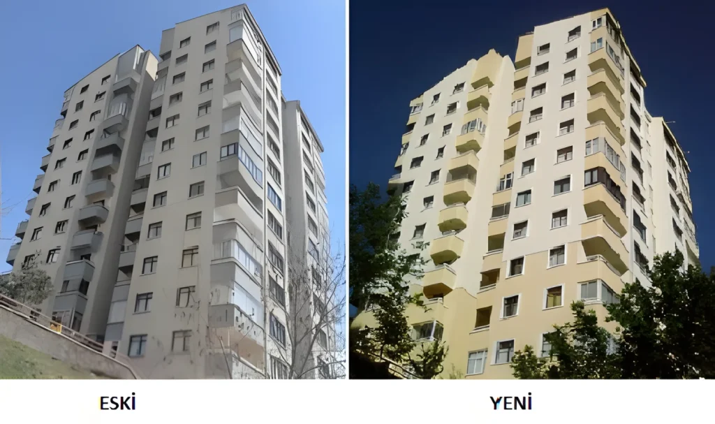 Çeçeli mantolama öncesi ve sonrası