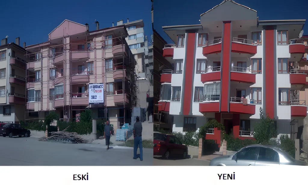 Eda Apartmanı mantolama öncesi ve sonrası
