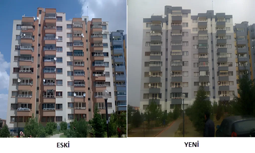 Gülaçlar Sitesi mantolama öncesi ve sonrası