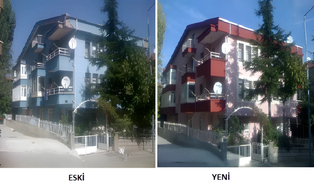 Merve Apartmanı mantolama öncesi ve sonrası