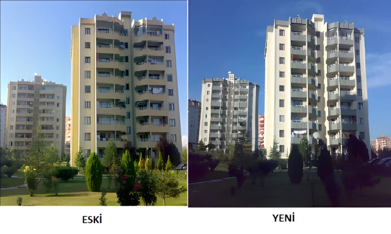 Öz Ahikent Sitesi B1-B2-B3 Blok mantolama öncesi ve sonrası