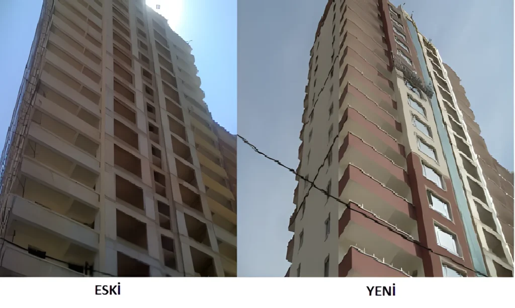 Parlamenterler Sitesi mantolama öncesi ve sonrası