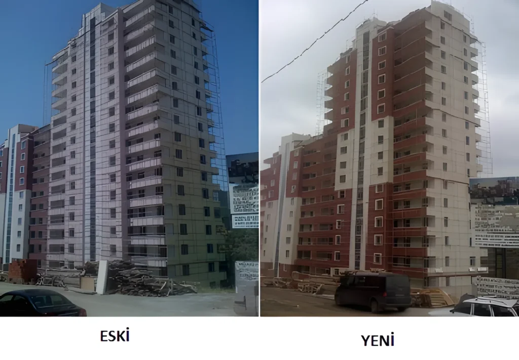 Parlamenterler Sitesi mantolama öncesi ve sonrası
